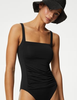 Buy Black High Neck Mesh Tummy Control Swimsuit from the Next UK