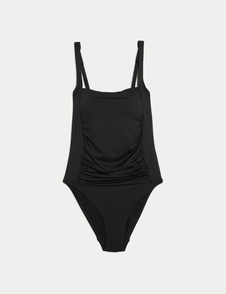 Marks & Spencer Tummy Control Padded Ruched Plunge Swimsuit T528987BLACK  (XS) : : Fashion