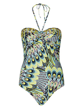 Tummy Control Peacock Print Sequin Embellished Swimsuit Image 2 of 4