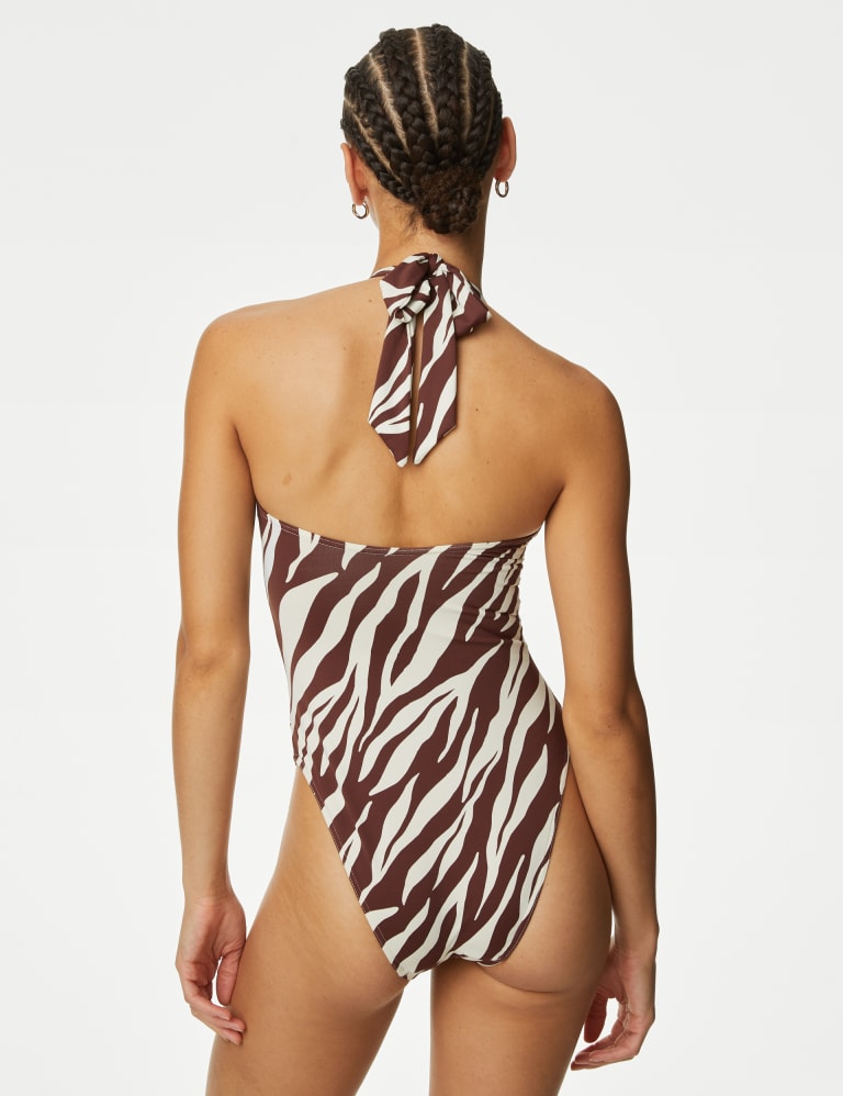 Tummy Control Printed Plunge Tankini Top