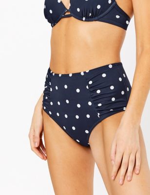 Tummy Control Polka Dot High Waist Swimsuit, M&S Collection