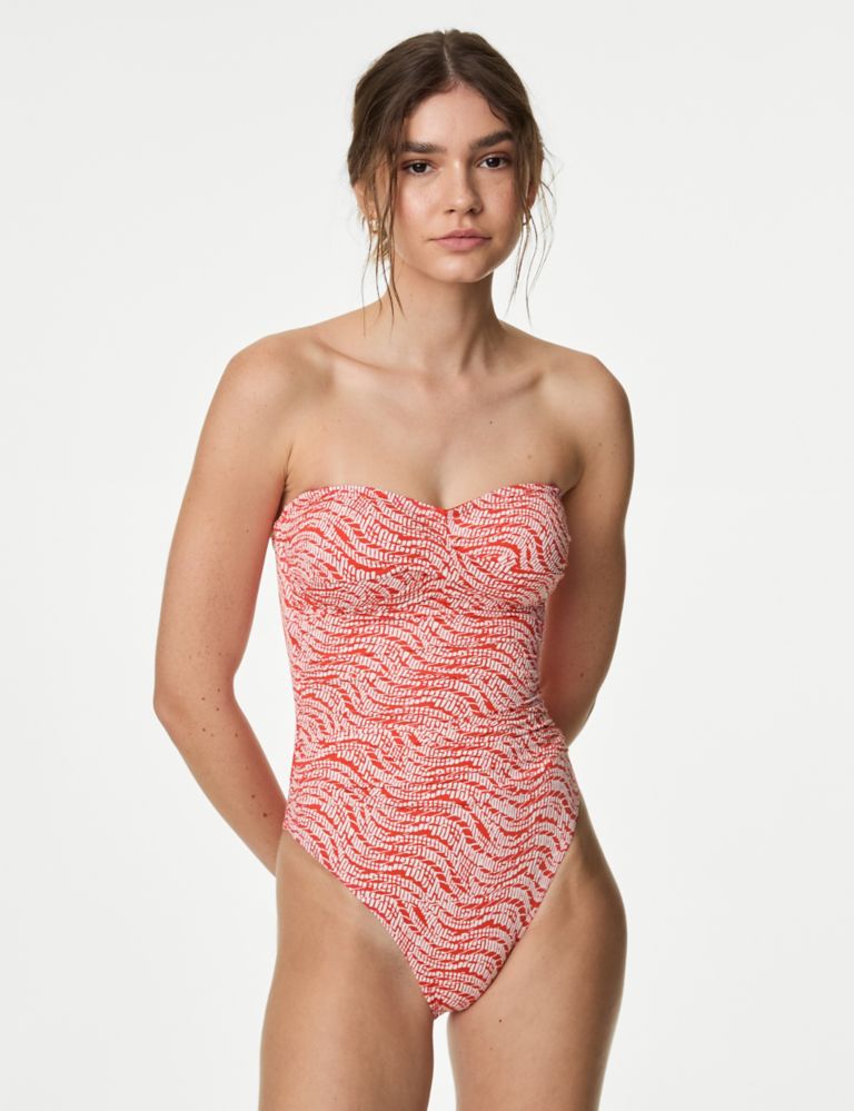 Tummy Control Printed Bandeau Swimsuit 1 of 5