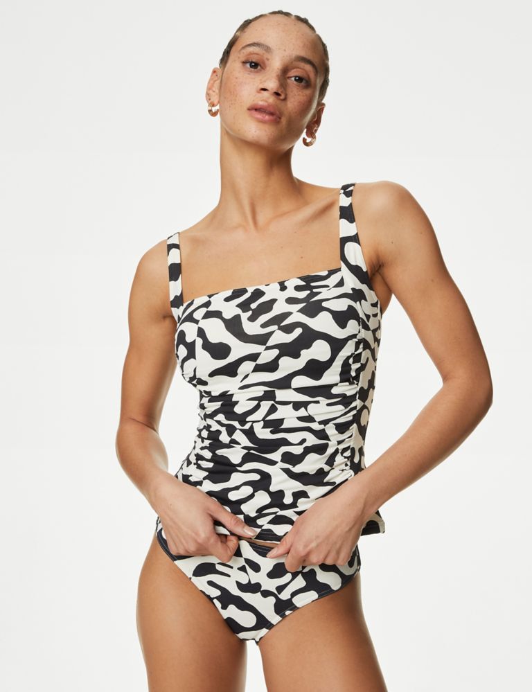 Plus Size Swimsuit Women Animal Geometric Print Flat Neck Strap