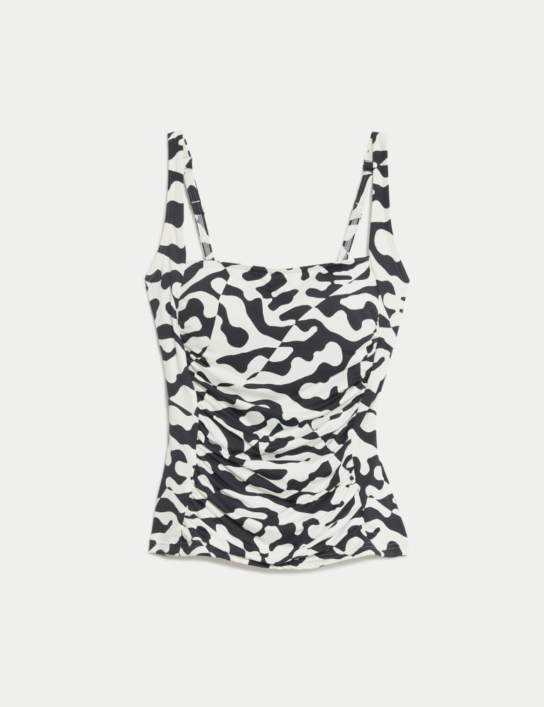 Tummy Control Printed Plunge Tankini Top