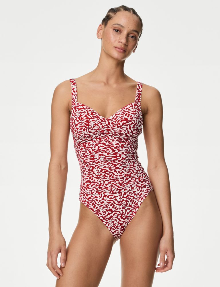 Tummy Control Printed Plunge Swimsuit 1 of 5