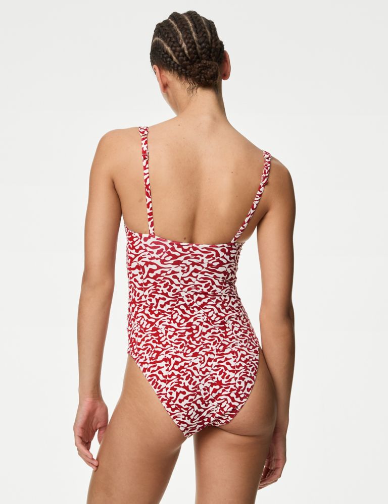 Tummy Control Printed Plunge Swimsuit 5 of 5