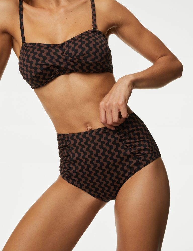 Tummy Control Printed Ruched Bikini Bottoms, M&S Collection