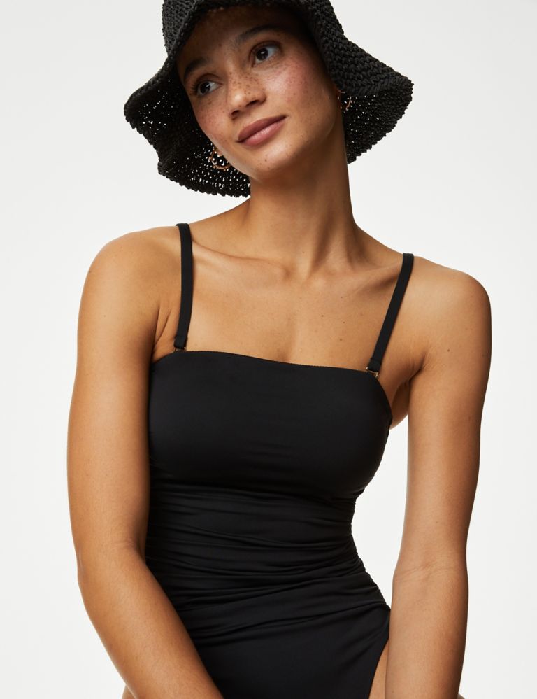 M&S Collection Tummy Control Ruched Bandeau Swimsuit - ShopStyle