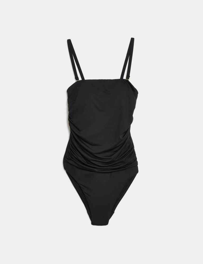 M&S Collection Tummy Control Ruched Bandeau Swimsuit - ShopStyle