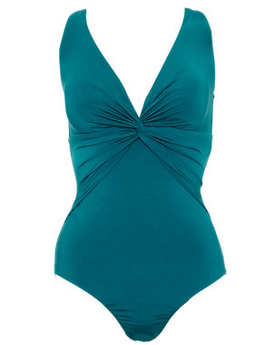 Tummy Control Twisted Front V-Neck Swimsuit Image 2 of 4