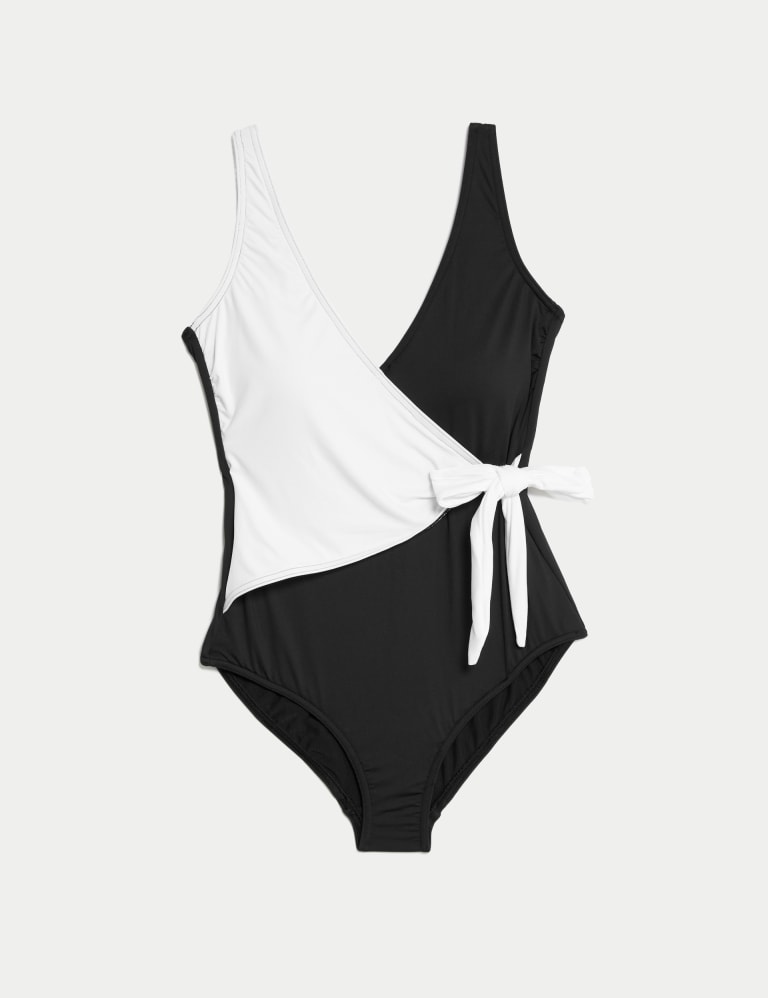 Tummy Control Wrap Plunge Swimsuit M S Collection M S