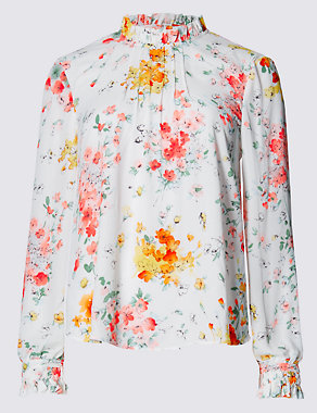 Turtle Neck Floral Blouse Image 2 of 3