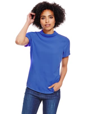 Mock neck shop short sleeve top