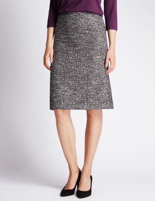 tweed knee length skirt