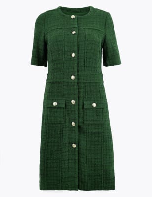 Tweed Checked Knee Length Dress, M&S Collection