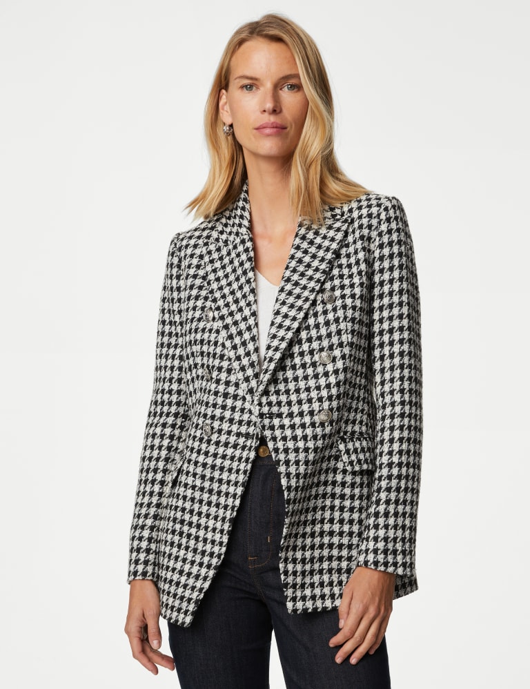 Tweed Dogtooth Double Breasted Blazer M&S Collection M&S