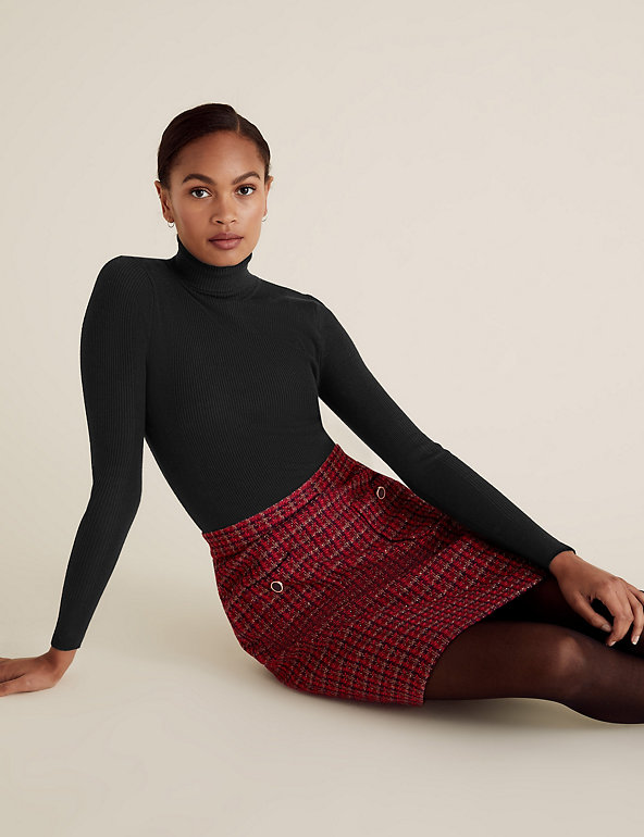 Tweed Mini A-Line Skirt with Wool | M&S Collection | M&S