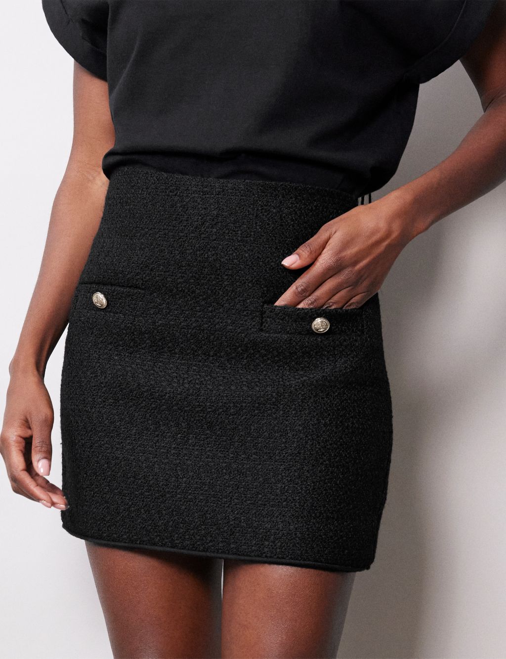Tweed Mini A-Line Skirt with Wool 2 of 5