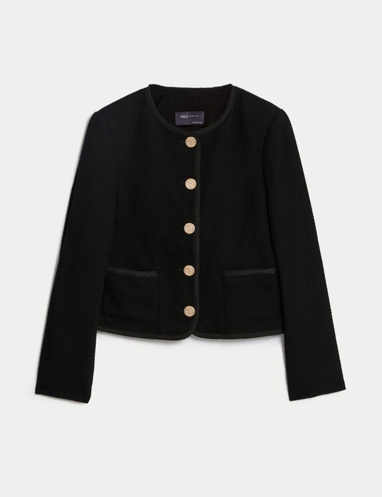 Tweed Relaxed Collarless Short Jacket | M&S Collection | M&S
