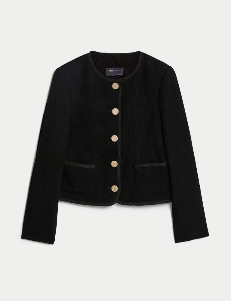 Tweed Relaxed Collarless Short Jacket | M&S Collection | M&S