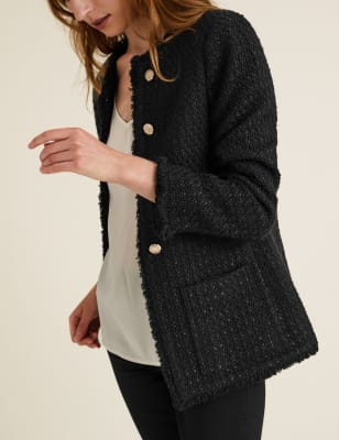 Longline tweed hot sale blazer