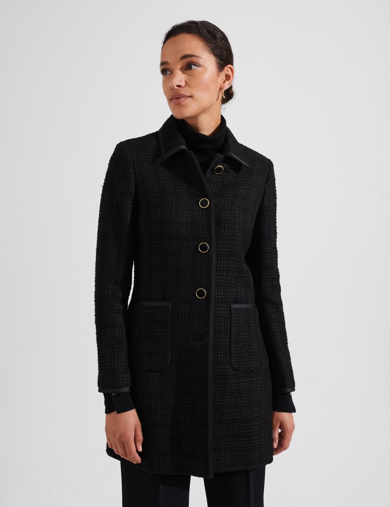 Tweed Tailored Coat with Wool