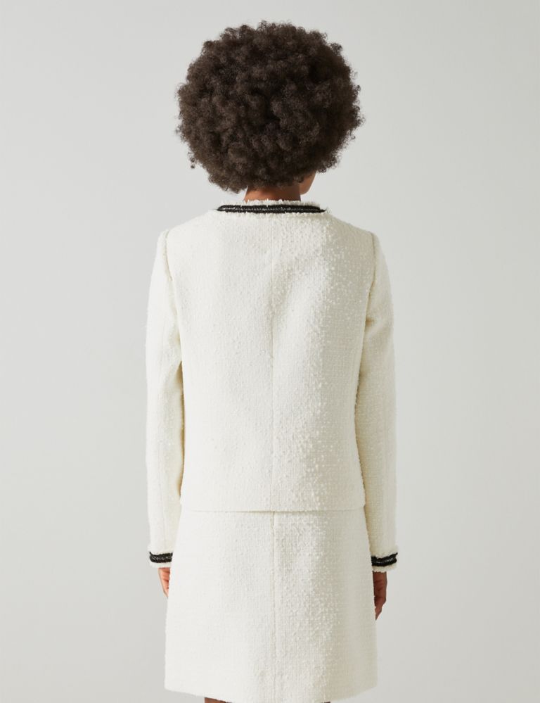 Tweed Textured Collarless Jacket 4 of 4