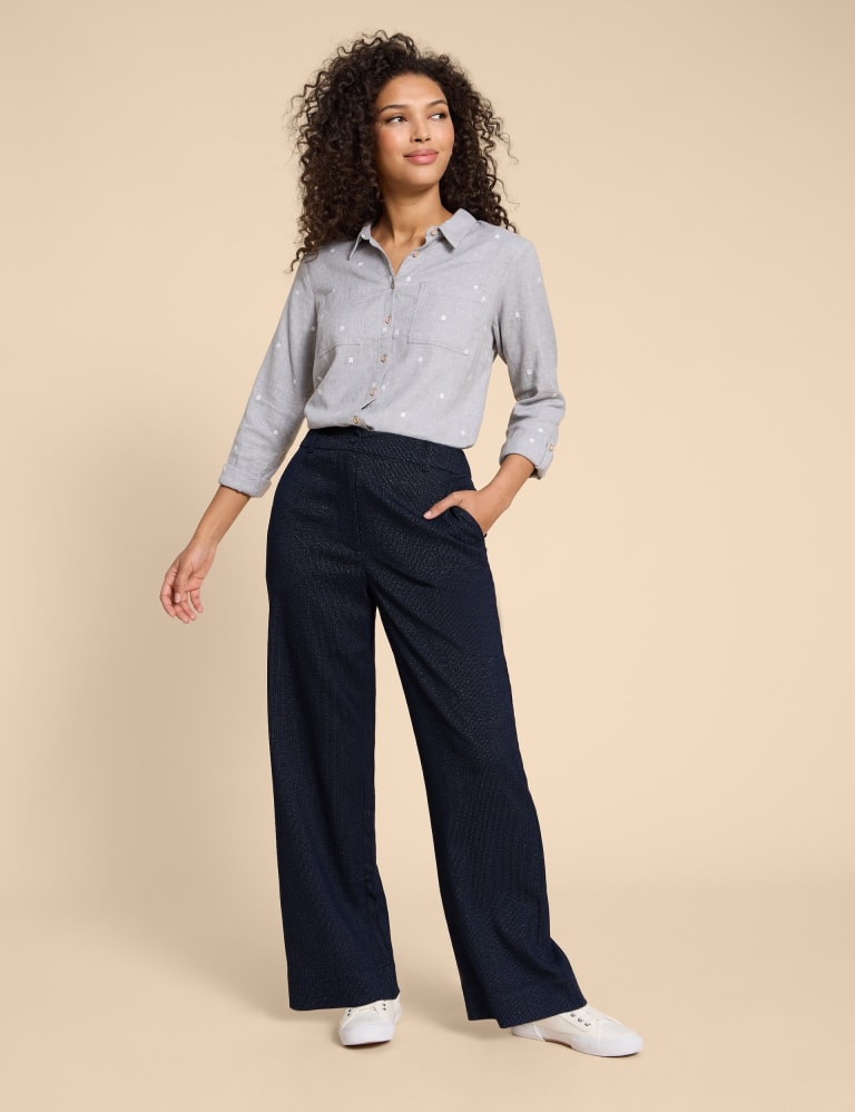 Tweed wide leg trousers top