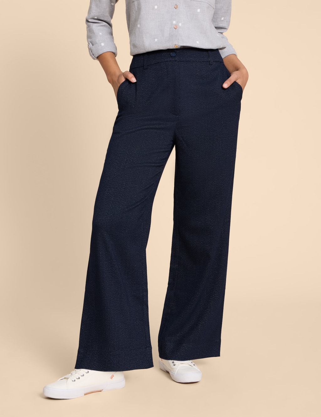 Tweed wide cheap leg trousers