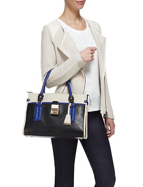 Twiggy for M&S Collection Colour Block Bowler Bag Image 2 of 6
