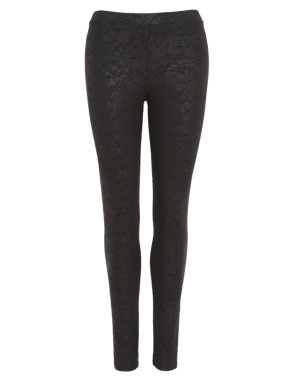 Twiggy for M&S Collection Cotton Rich Leather Look Leggings Image 2 of 4