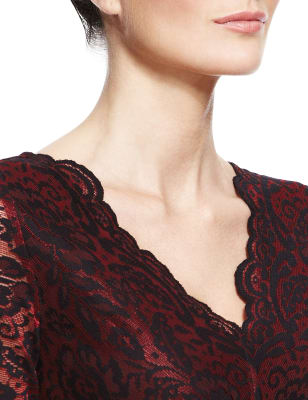 M&s red lace dress on sale
