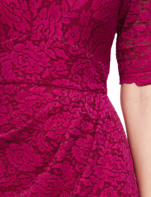 M&s red sale lace dress