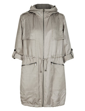 Twiggy for M&S Collection Satin Effect Hooded Parka Image 2 of 8