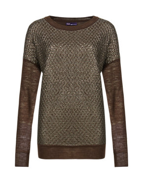 Twiggy for M&S Collection Textured Jumper with Linen Image 2 of 4