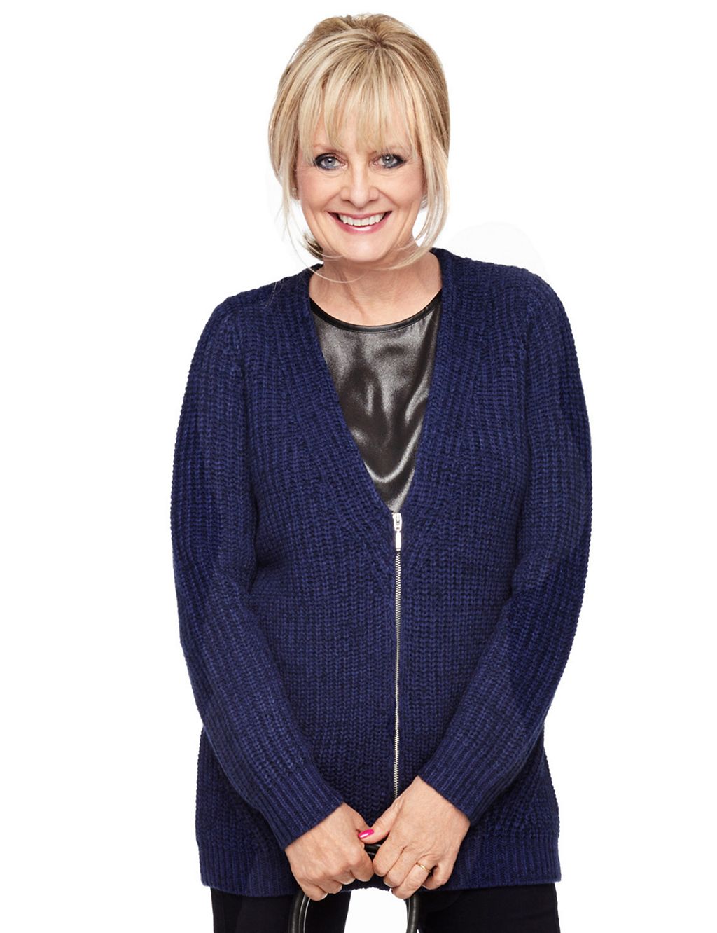 Twiggy for M&S Collection V-Neck Zipped Cardigan with Wool 2 of 4