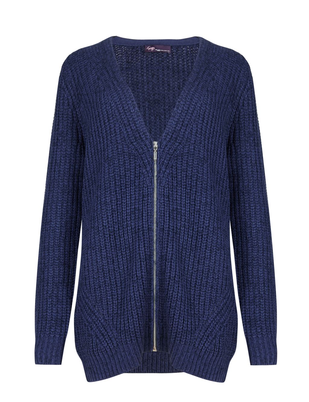 Twiggy for M&S Collection V-Neck Zipped Cardigan with Wool 1 of 4