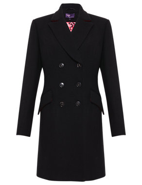 Twiggy for M&S Collection Wool Blend Twill Tailored Coat Image 2 of 9