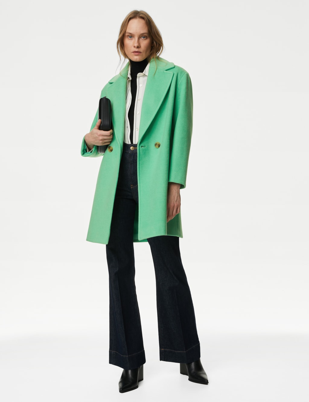 Twill Double Breasted Coat M S Collection M S