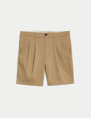 Twin Pleat Stretch Chino Shorts Image 2 of 7