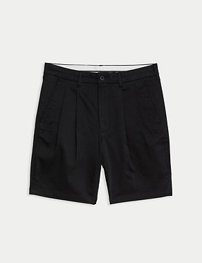 Twin Pleat Stretch Chino Shorts Image 2 of 6