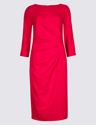 Twisted Front 3/4 Sleeve Bodycon Midi Dress, M&S Collection