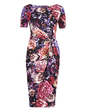 Twisted Front Mixed Floral Shift Dress Image 2 of 4