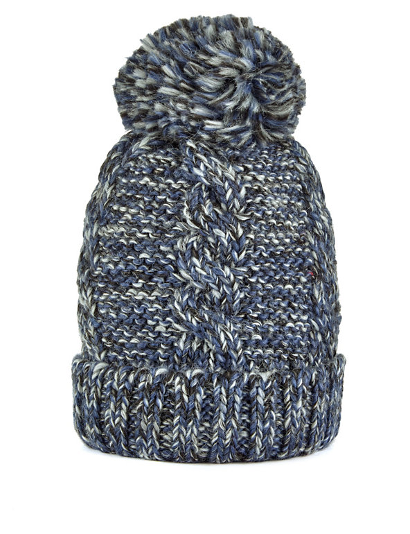 Twisted Yarn Beanie Hat with Wool Image 1 of 1