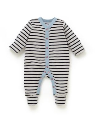 Two Pack Boys Nautical Themed Velour Sleepsuit with New Perfect Popper ...
