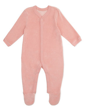 Two Pack Girls Velour Sleepsuit with New Perfect Popper Image 2 of 6