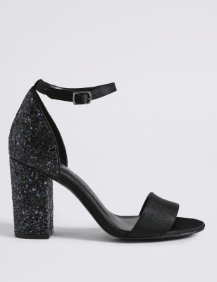 Two Part Block Heel Sparkle Sandals Image 2 of 6