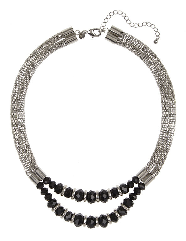 Two Row Multi-Faceted Ring & Bead Necklace Image 1 of 1