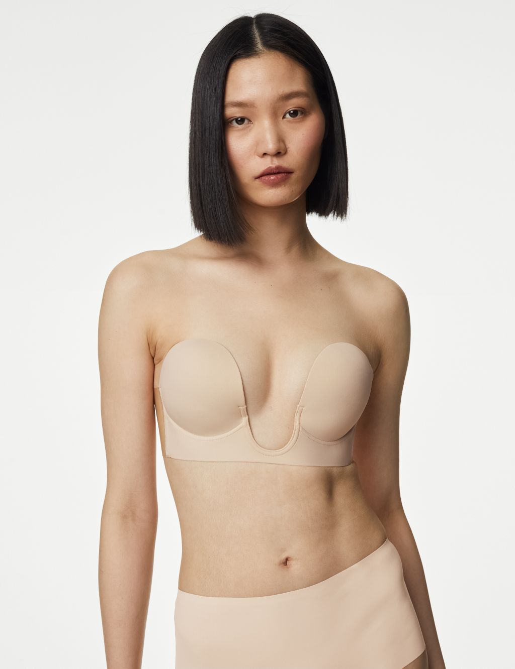 Lace Up Adhesive Bra In Almond