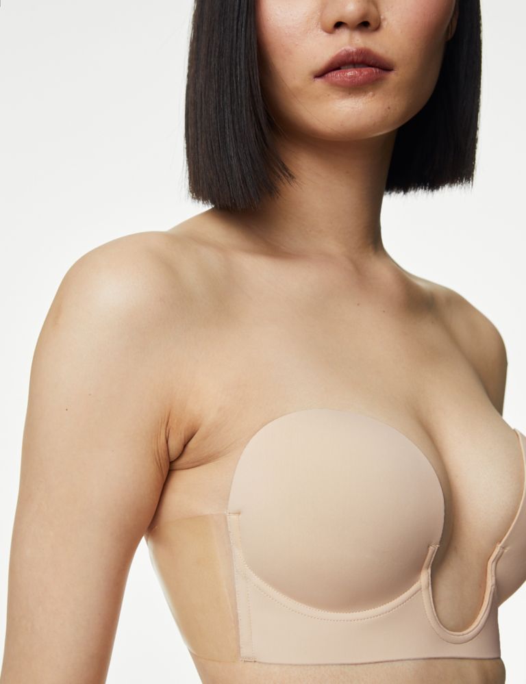  Ladies Low Cut Strapless Adhesive Push Up Bra Open Back  Adhesive Bra Sports Bras Padded (Beige, L) : Clothing, Shoes & Jewelry